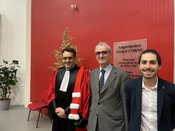 M. Antoine Claeys, Premier vice-doyen de la faculté de droit ; M. Antoine Jarrige ; M. Maxence Hautbois.